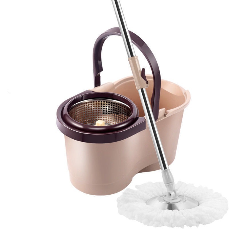 Mop Com Centrifuga Giratória Inox Com Refil de Microfibra e Cabo em Inox Balde 9 Litros Limpeza Mopi
