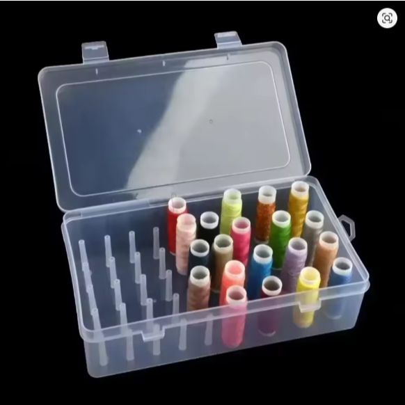 Caixa De Carretel De Linha De Plástico-Kit De Costura Doméstica De 42 Carretéis , Organizador De Mesa Transparente Multi