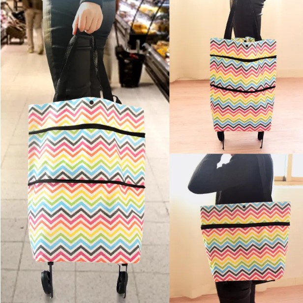 Sacola Carrinho de Compras Dobrável Mercado Feira Bolsa Rodinhas Shopbag 7kg ENVIO IMEDIATO