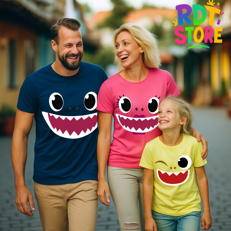 Camiseta Família bebé tubarão Casual Estampada e personalizada Camisas divertidas