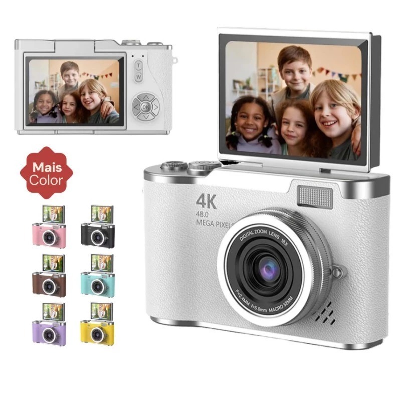 Câmera de zoom digital CCD 8x Tela flip LED de alta definição de 2,4 polegadas suporta foco automático