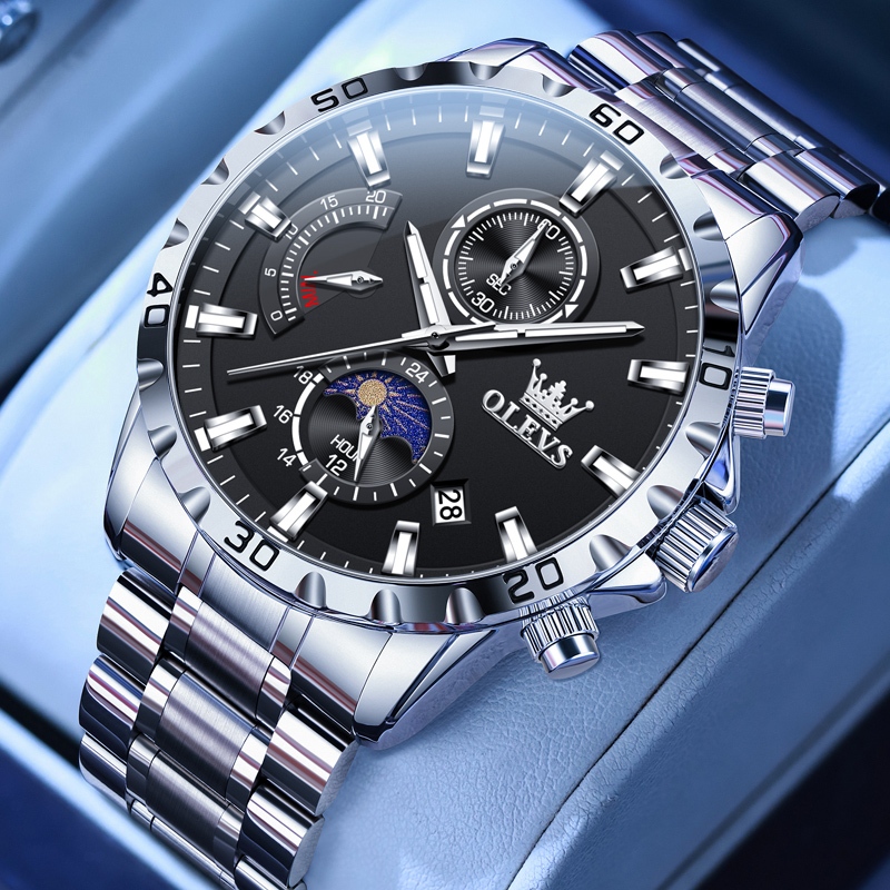 OLEVS Relógio Masculino de Aço Inoxidável à Prova d'Água e Luminoso Trend Gift 2953 em Oferta na Shopee