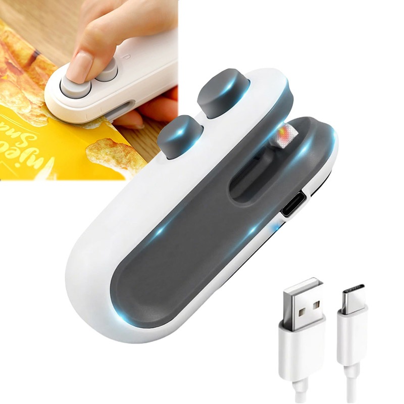 2 Em 1 Mini MáQuina Seladora PláStico Com Chip TéRmico E Imã-Usb RecarregáVel EléTrica em Oferta na Shopee