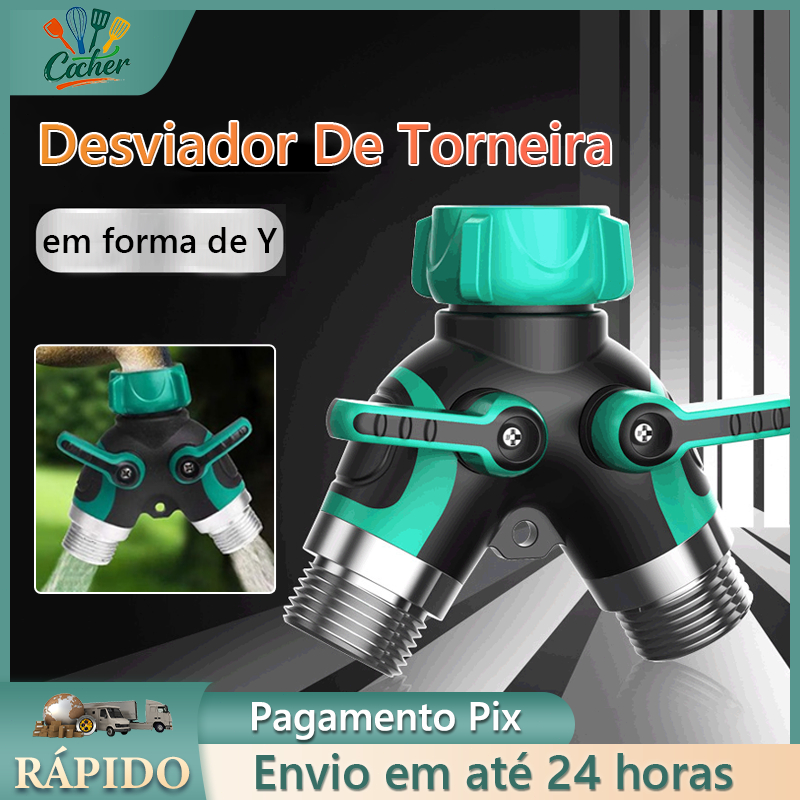 Conector Em Y De Liga De Zinco, 2 Vias, Para Torneira De 3/4