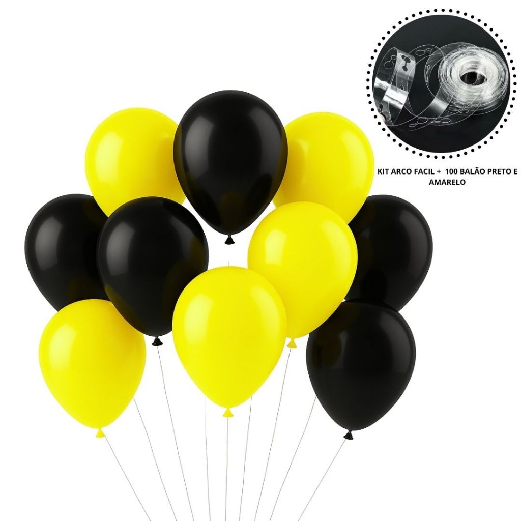 KIT ARCO FACIL + 100 BALAO PRETO E AMARELO BLACK FRIDAY 7” (CHOCO)
