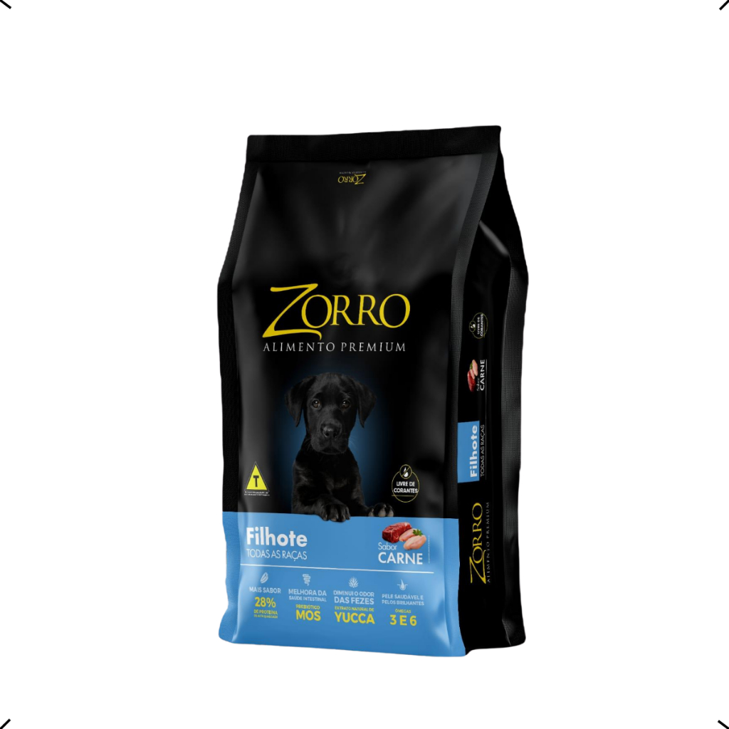 RAÇÃO ZORRO PREMIUM FILHOTE TODAS AS RAÇAS 20KG