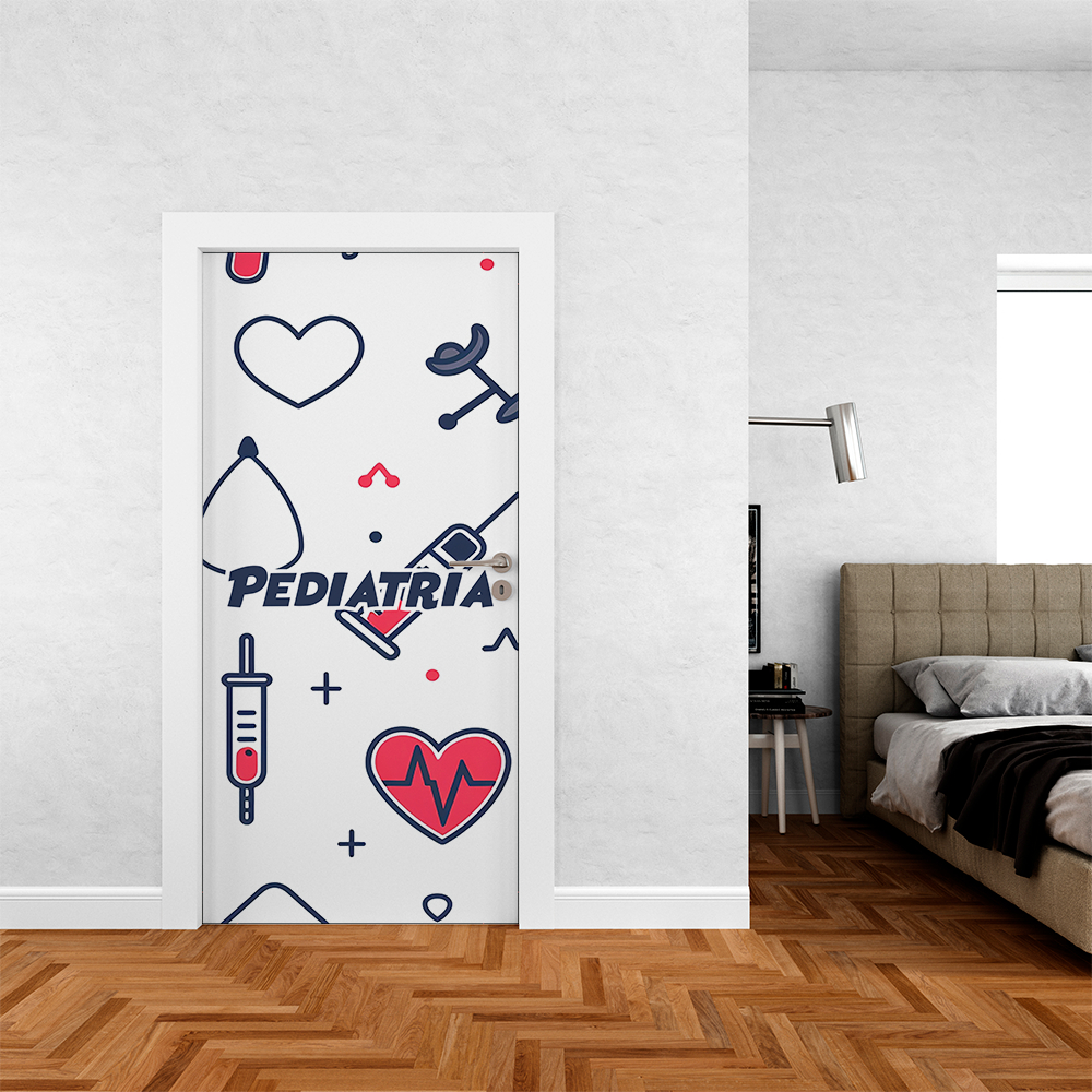 Capa de Porta Decorativa Profissão Estudante Pediatria Decoração Quarto e Sala Escritório Proteção  Tam: 0,85 x 2,10