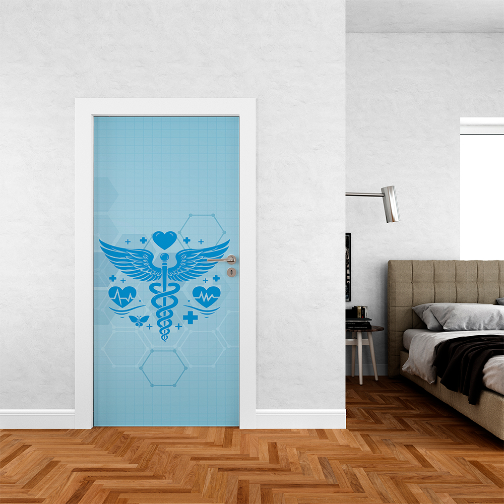 Capa de Porta Decorativa Profissão Estudante Medicina Decoração Quarto e Sala Escritório Proteção  Tam: 0,85 x 2,10