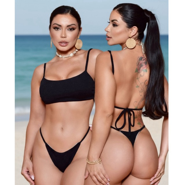 Biquíni Cropped e Calcinha Fio Dental Sexy Verão 2025 Feminino