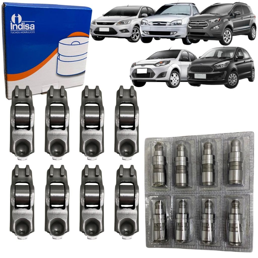 Kit Com 08 Tuchos E Balancim Para Ford Ka Ecosport Courier Fiesta 1.0 1.6 8V Com Motor Zetec Rocam em Oferta na Shopee