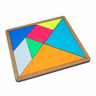 Brinquedo Educativo Tangram colorido em MDF (Madeira) 15x15cm em Oferta na Shopee