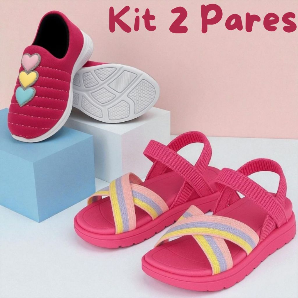 Kit Infantil Menina Tênis Calce Fácil Sandália Birken Papete Elástico Confortável Promoção Moda em Oferta na Shopee