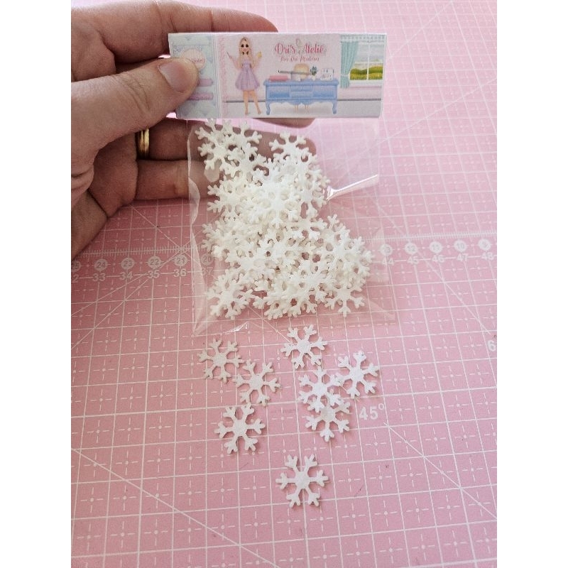 Recortes de feltro Floco de neve 60 unidades de 1,5 cm.