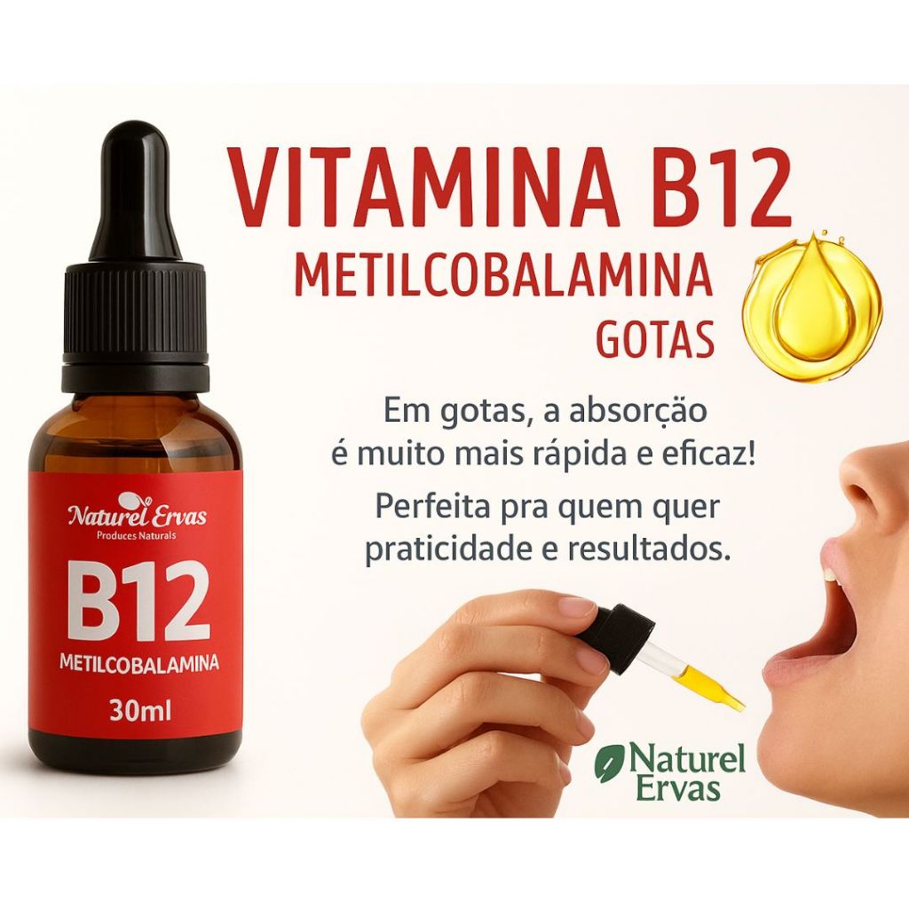 Suplemento Vitamina B12 em Gotas | Ultra Absorção | 30ml de energia e vitalidade