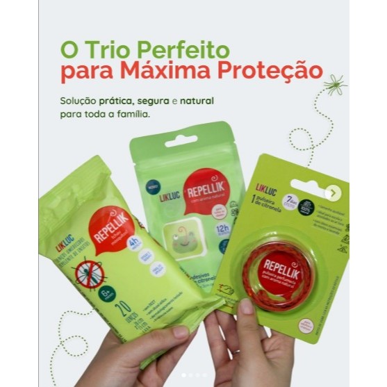 Repelente de mosquitos Infantil/Bebê | Pulseira, adesivos e lenço umedecido Repellik | LIKLUC