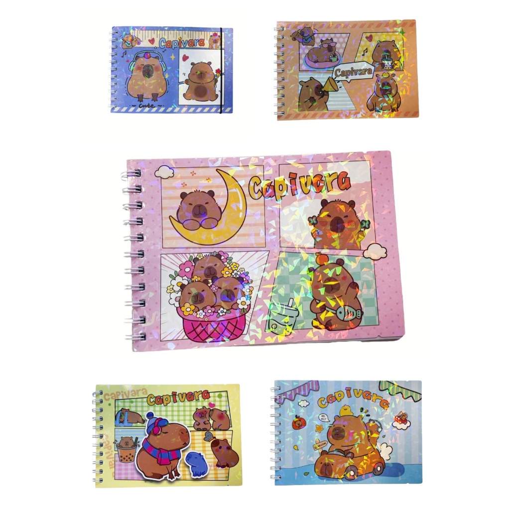 Kit 1-2-3-4 Livros de Colorir Capivaras Coloring Book - 50 imagens, capa dura holográfica, formato A5 em Oferta na Shopee