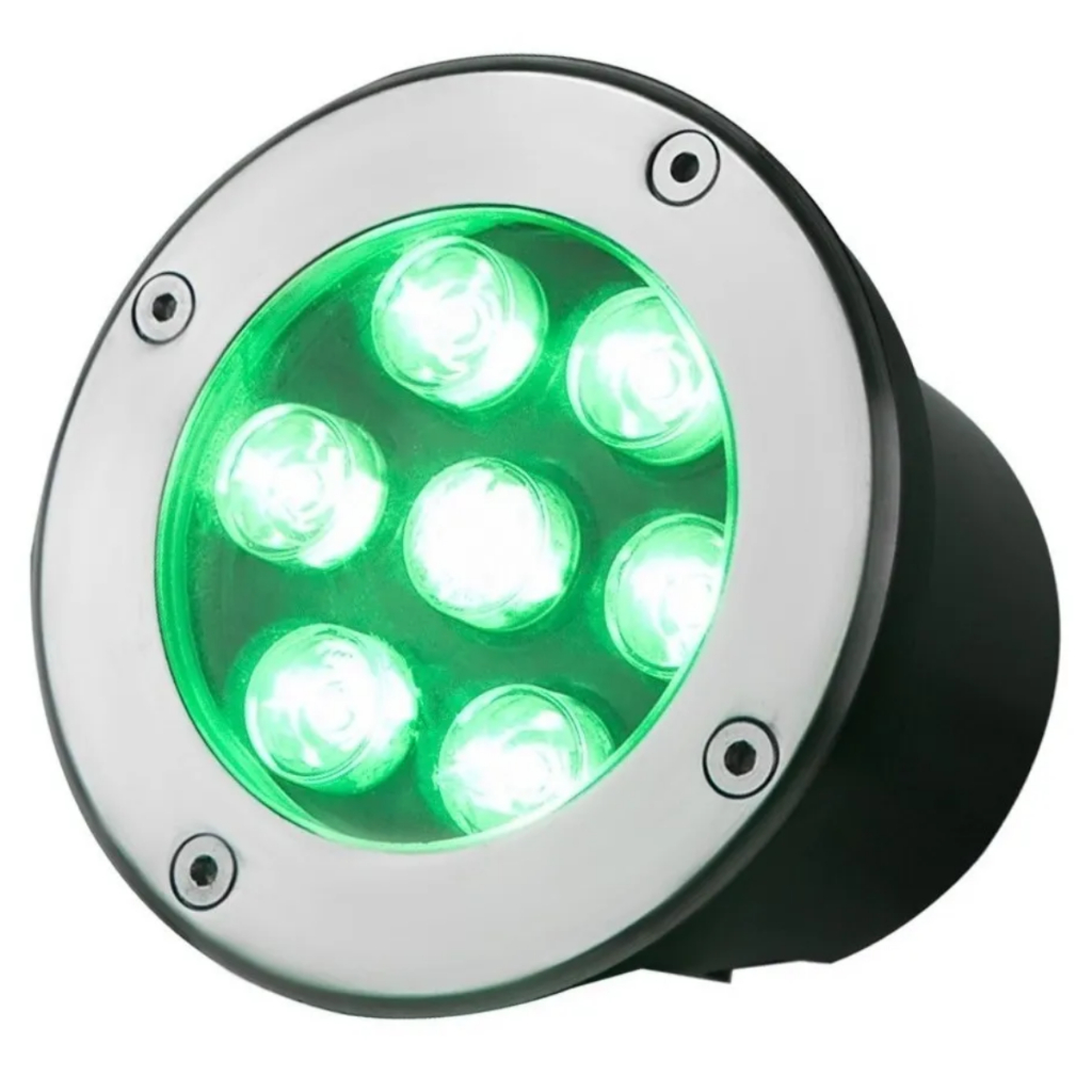 Balizador Spot Led Embutir Chão Piso Jardim 5w Cor da Luz Verde Para Gramado Aaatop Cor Da Cúpula Cinza Inox