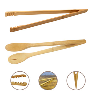 Pinça Pegador De Salada Carnes em Bambu Sortida 36cm Multiuso Cozinha em Oferta na Shopee