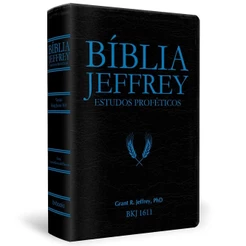 Bíblia Jeffrey de Estudos Proféticos King James - BKJ 1611 - Luxo Preta e Azul