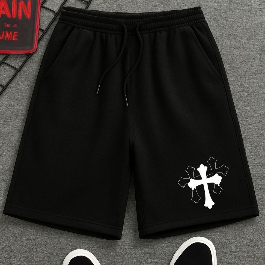 Bermuda Peluciada Masculina Tecido Moletom Linha Premium Gótico Streetwear