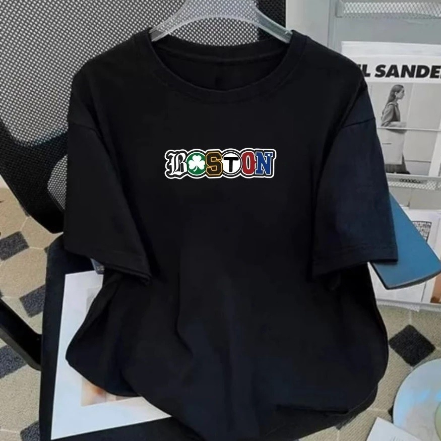 Camiseta Oversized Streetwear Boston  Estampada Unissex 100% Algodão Masculino Feminino