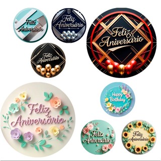 PAINEL REDONDO FELIZ ANIVERSÁRIO VARIS MODELOS TAMANHOS 50X50cm E 150X150cm em Oferta na Shopee
