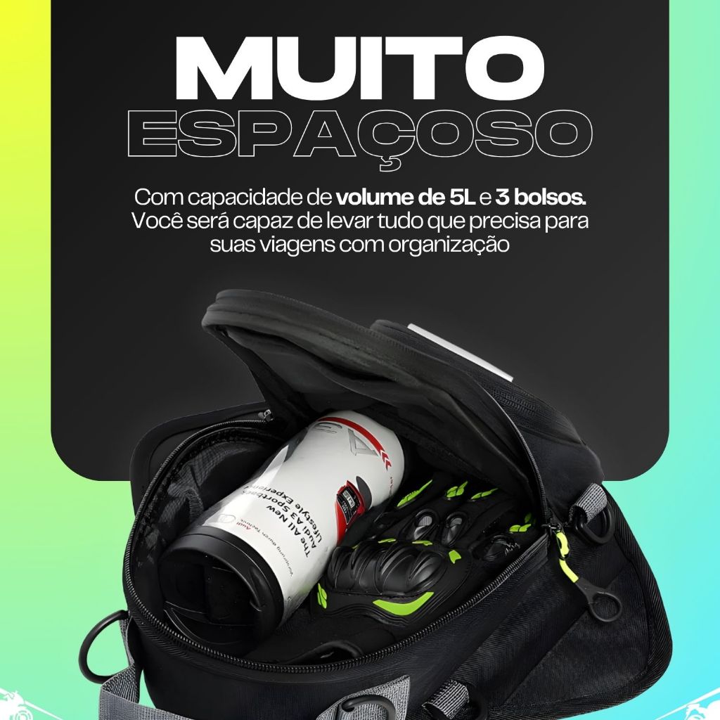 Bolsa Tanque Magnética Alforge Celular Capa Impermeável Universal Moto - detalhe