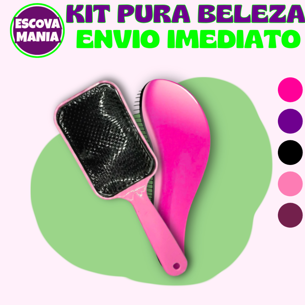 Kit Pura Beleza 2 ITENS - 1 Escova Mágica + 1 Raquete - pra cabelo - Anti Frizz - De Desembaraçar Cabelo em Oferta na Shopee