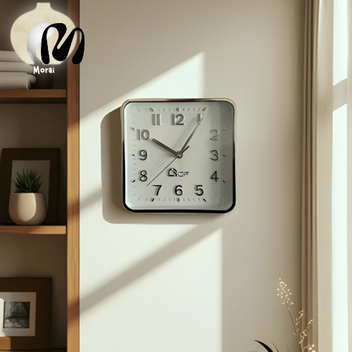Relógio de parede quadrado decoração simples, adequado para sala de estar, quarto
