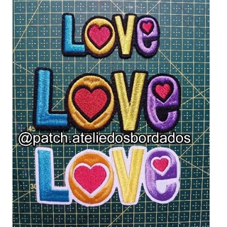 Patch bordado termocolante nome Love colorido em Oferta na Shopee