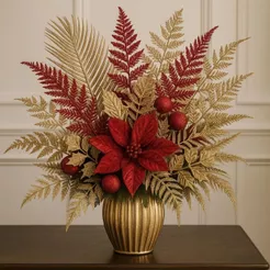 Kit Picks Folhas Arranjo de Natal Decoração Elegante Brilhoso Arvore Vaso Natal Glitter