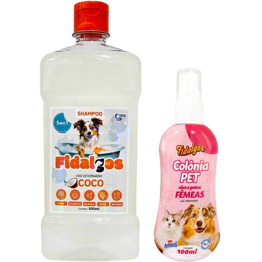 Kit Banho Pet Shampoo de coco + Colonia Pet Femêas Cuidados Diario Para Casa