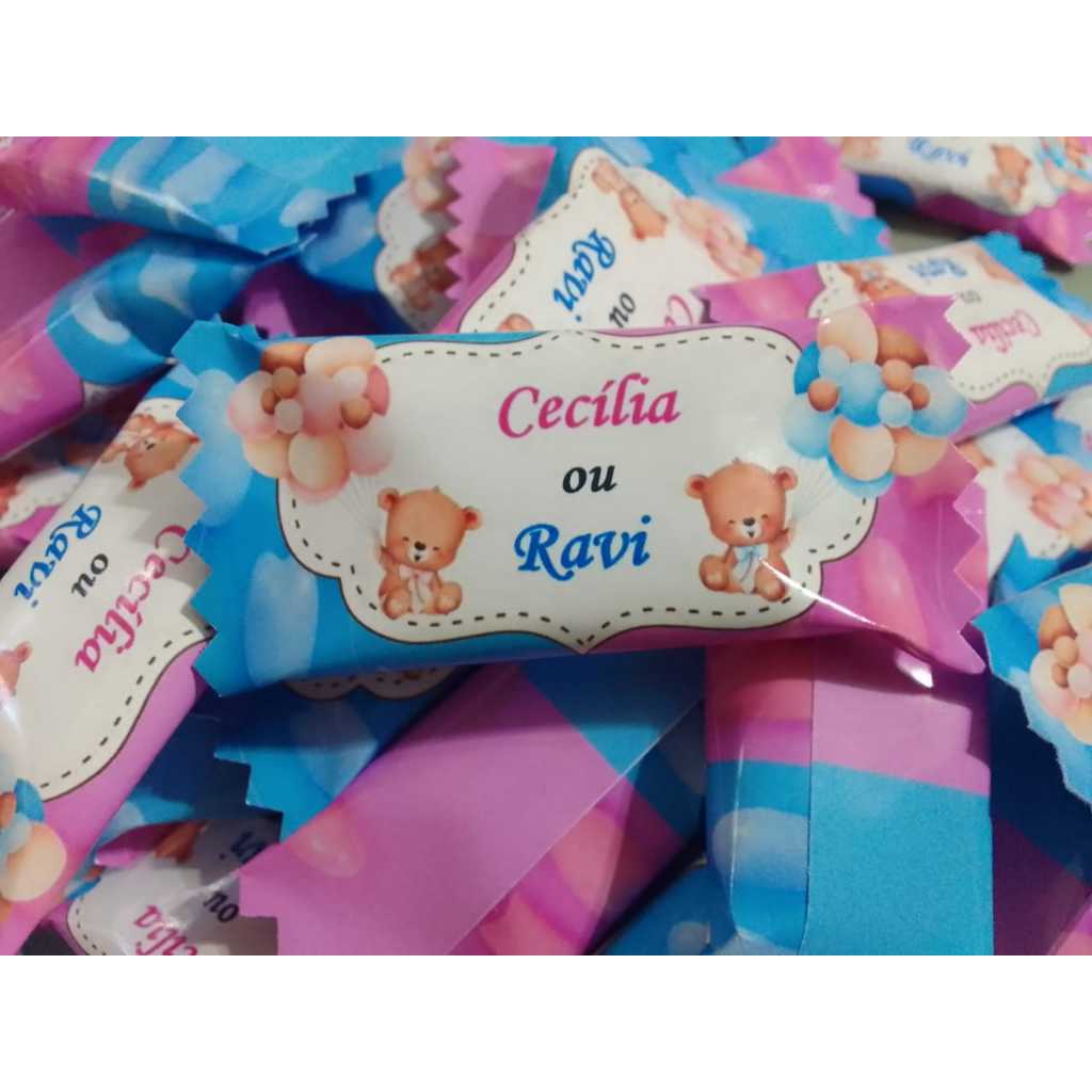 Bala Personalizada Chá Revelação com nomes