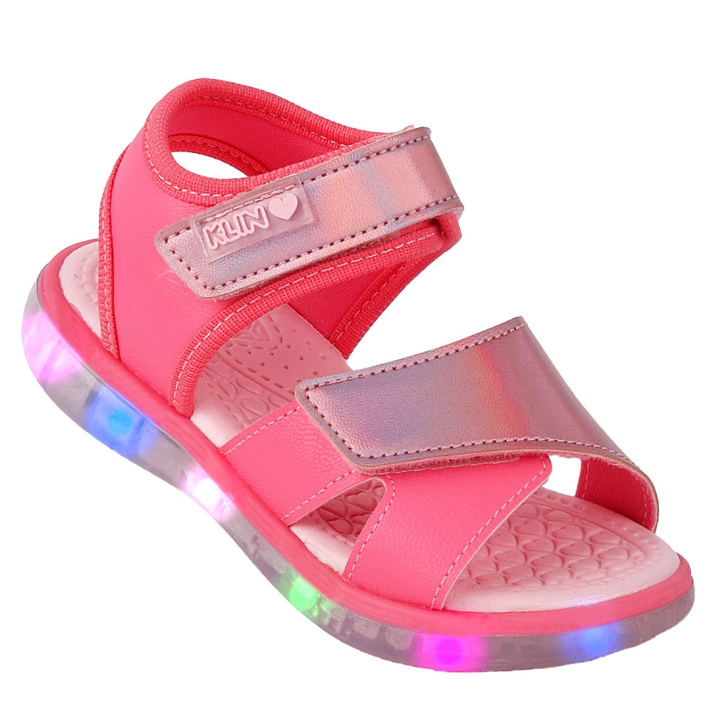 Sandália Papete Infantil Menina Klin Casual Festas Com Led Colorido Super Leve e Anatômico - Pink em Oferta na Shopee