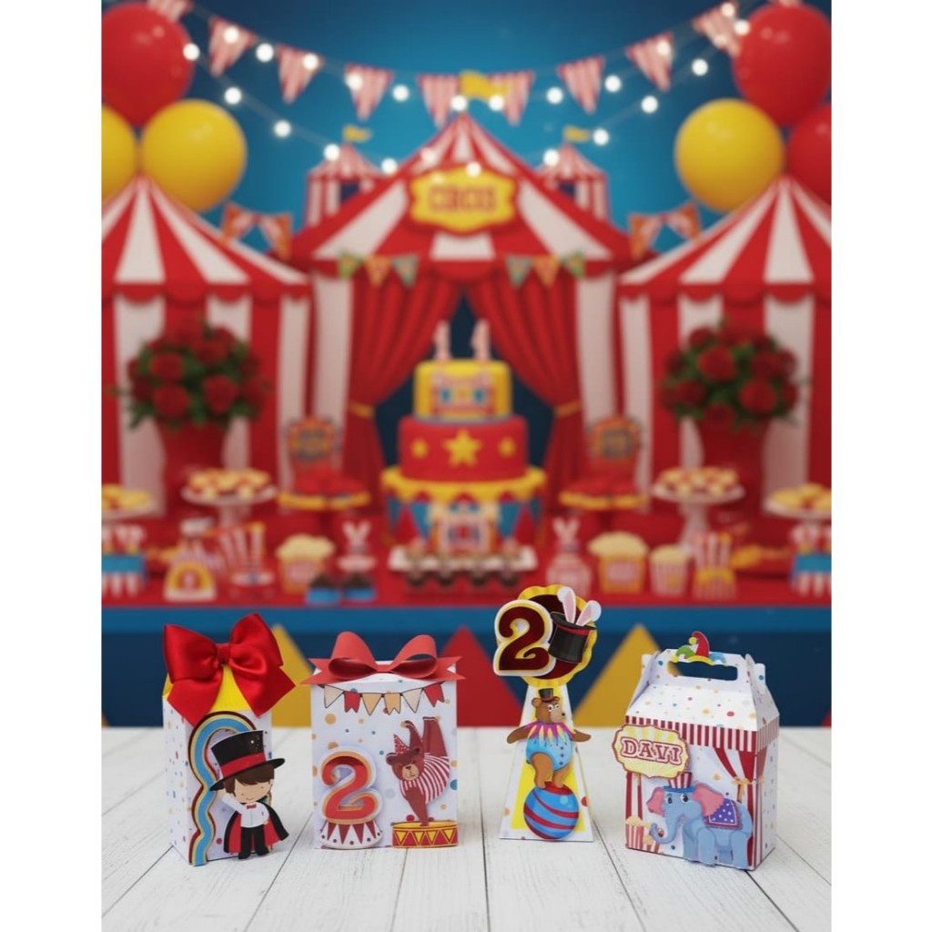 KIT FESTA CIRCO 3D - Lembrancinha | Festa Infantil | Caixinhas Personalizadas