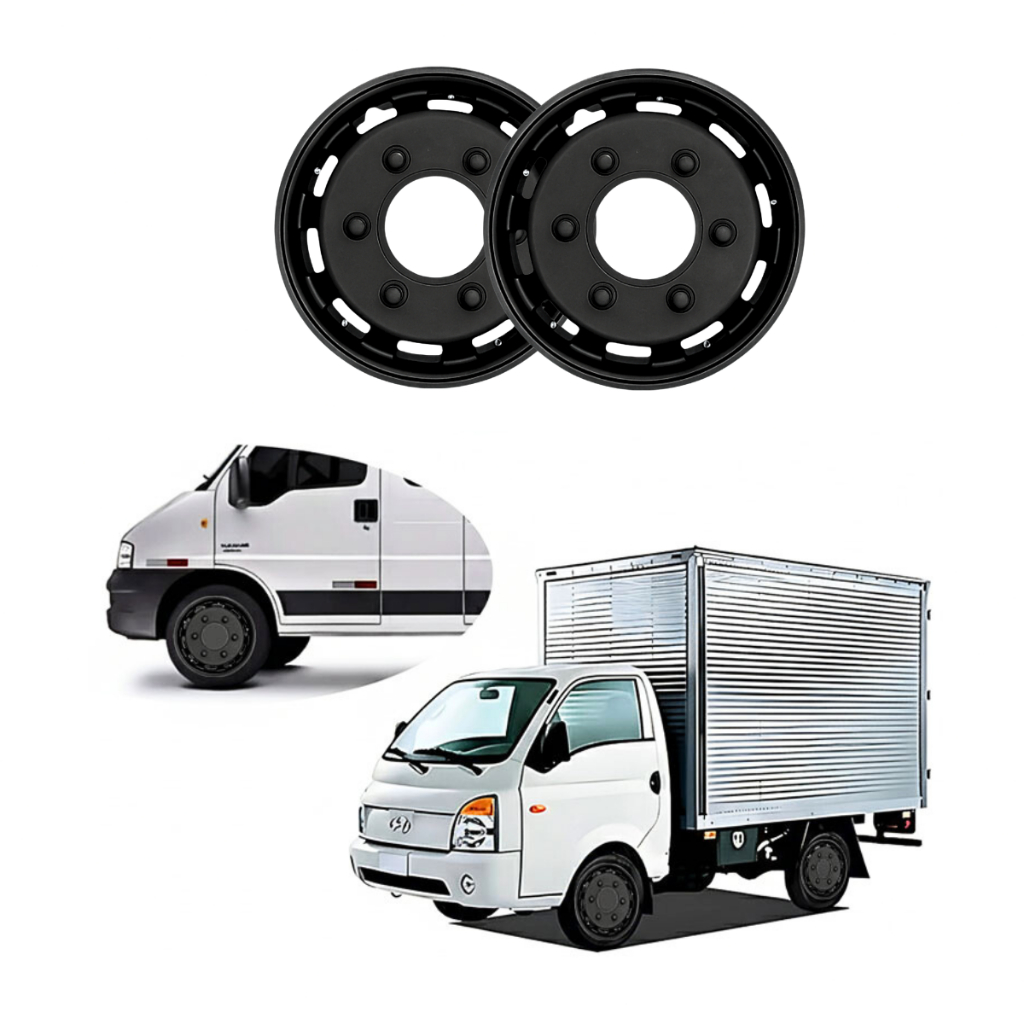 Par Calotas Roda Aro 15 SEM Miolo Vans Ducato Master Preto