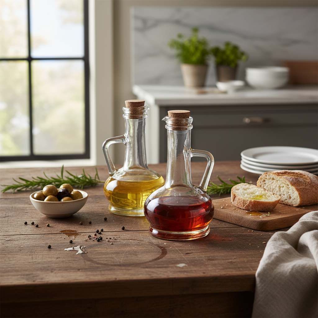 Kit 2 Galheteiro Porta Azeite Vinagre De Vidro Tampa Rolha 230ml em Oferta na Shopee