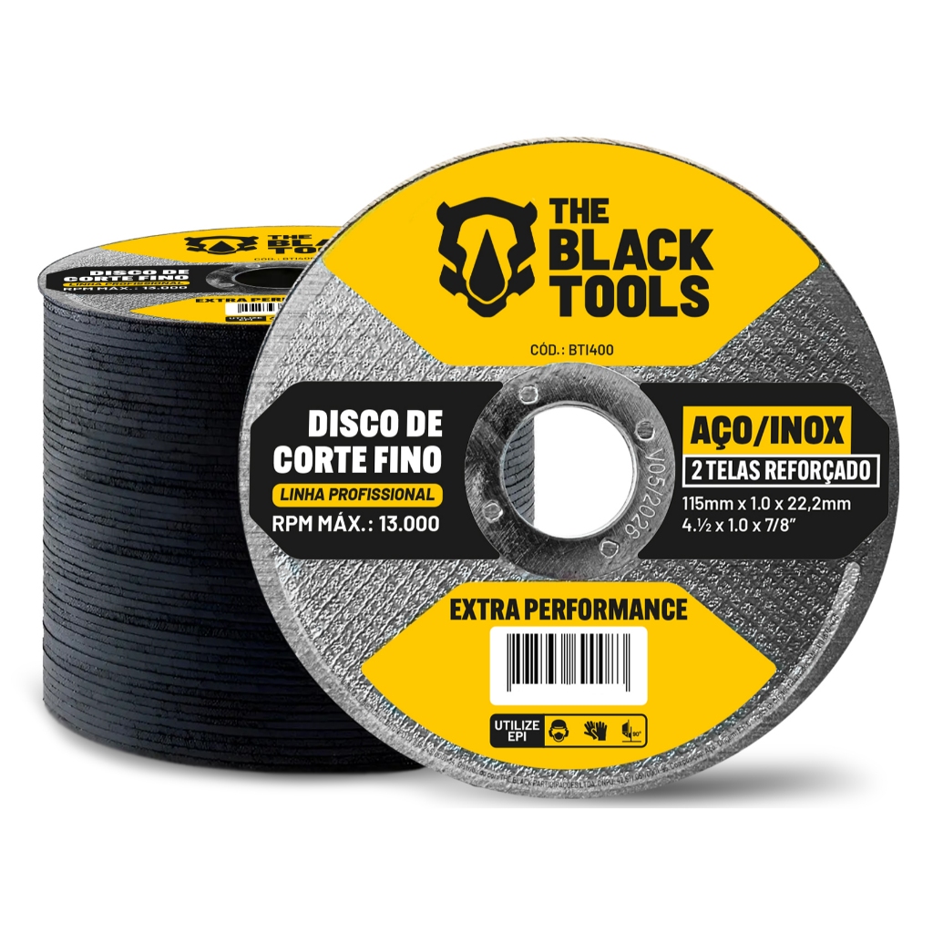Disco De Corte Fino Inox 4.1/2 X 1,0 Esmerilhadeira 50 Peças The Black Tools em Oferta na Shopee