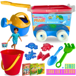 Kit Baldinho Praia Com Carrinho 9 Peças Brinquedo Infantil