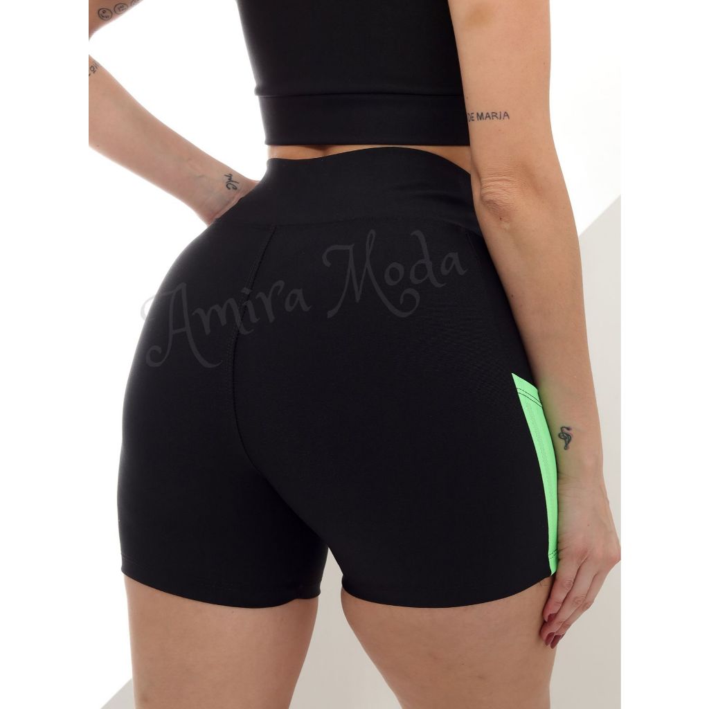 Short Legging Com Bolso Academia Fitness Cintura Alta  Academia em Oferta na Shopee