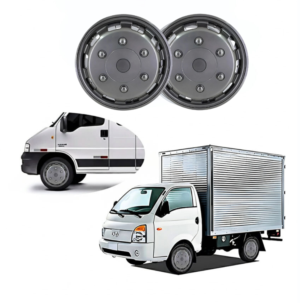 Par Calota Roda Aro 16 Vans Grafite DUCATO MASTER SPRINTER HR DAILY TRANSIT IVECO