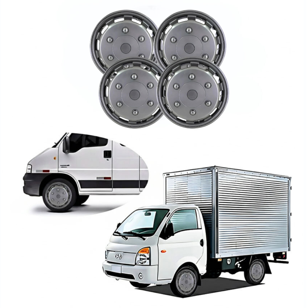 Jogo Calota Roda Aro 16 Vans Grafite Ducato Master SPRINTER DAILY HR TRANSIT IVECO