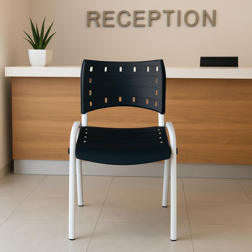 Cadeira ISO branca e preta - Cadeiras para escritórios, clinicas, escolas, igrejas, recepções
