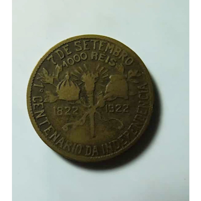Moeda 1000 Reis Centenário da Independência, 1922 - F, Bronze Alumínio