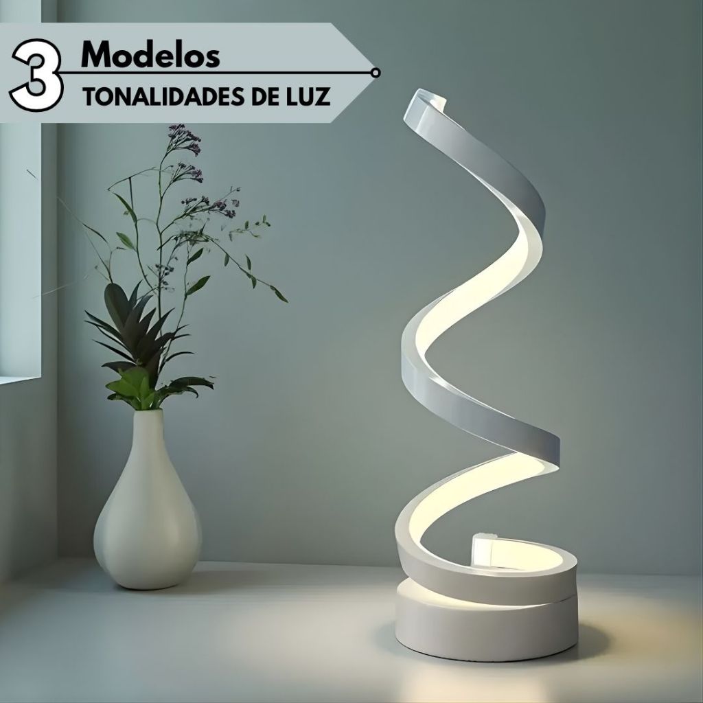 Luminária Espiral Decorativa com 3 Tonalidades de Luz – Design Moderno e Elegante em Oferta na Shopee
