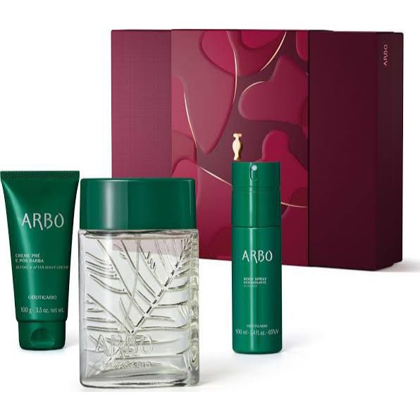kit Arbo -Colõnia Arbo +Creme pré e pós Barba +Body Spray Desodorante