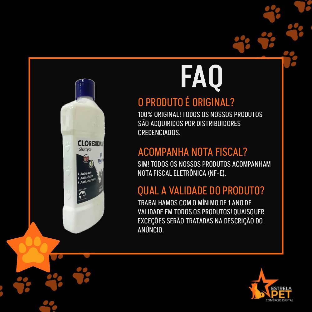 Detalhes do Shampoo Clorexidina Dug's Cães E Gatos 500ml