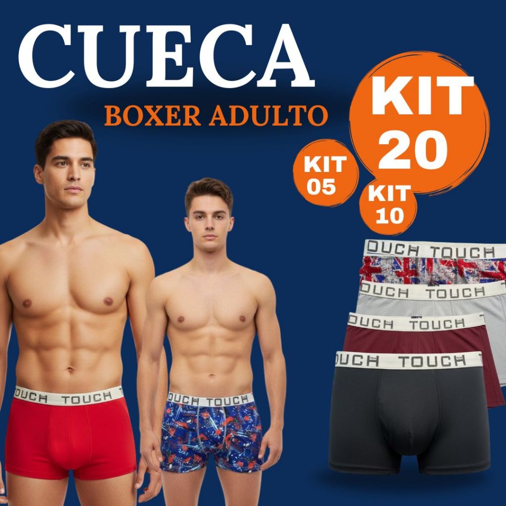 Kit 5, 10 e 20 Cuecas Boxer Box Microfibra Masculino Adulto Sortido Com Forro 100% Algodão
