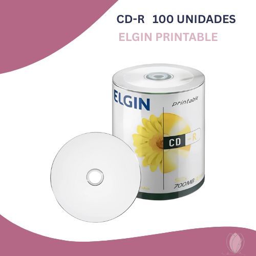CD-R Elgin -  Printable - 700 MB - 80 minutos – Pacote 100 Unidades