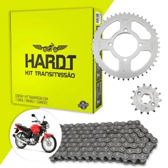 Kit Transmissão Hardt Yamaha YBR 125 2003 a 2008 Factor 125 2008 a 2016 45D 14D 118L 428H Aço 1045